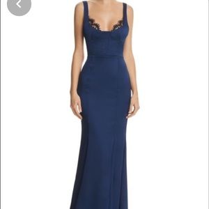 Fame and partners navy and lace gown